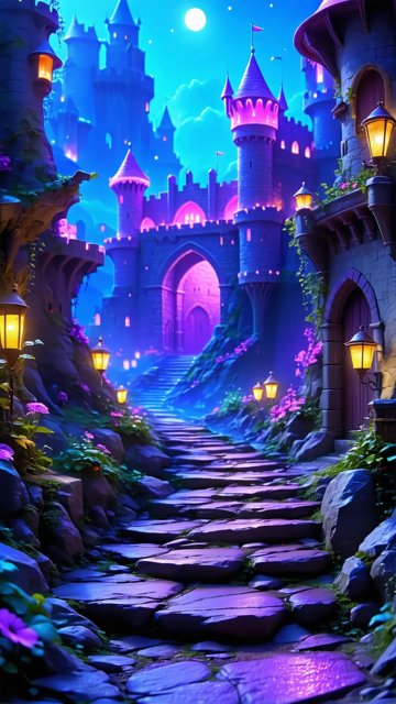 밤의 성곽길 풍경