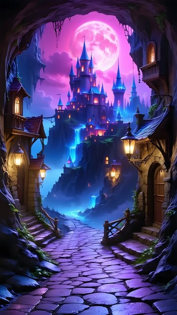 Enchanted Midnight Castle Valley Phone Background