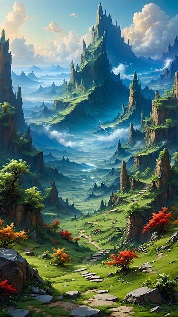 Enchanted Fantasy Valley Peaks Mobile Wallpaper