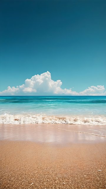 Bright Tropical Beach Waves & Blue Sky Phone Wallpaper