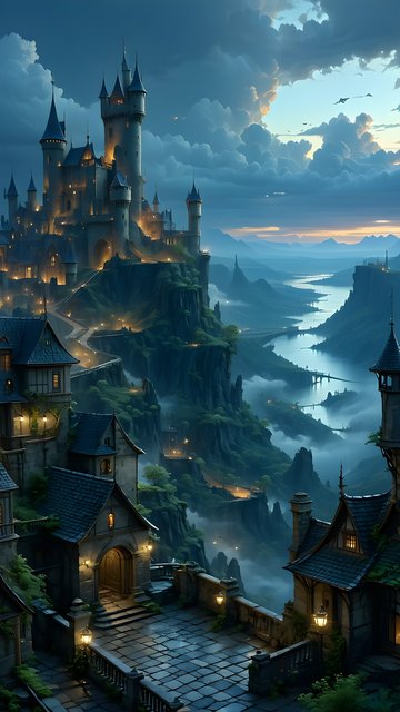 Enchanted Castle Valley Twilight Mobile Wallpaper