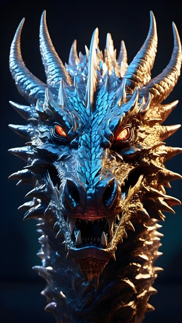 Epic Two-Toned Dragon Head 3D Art Wallpaper