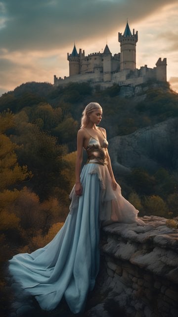 Enchanting Princess Golden Hour Castle Wallpaper