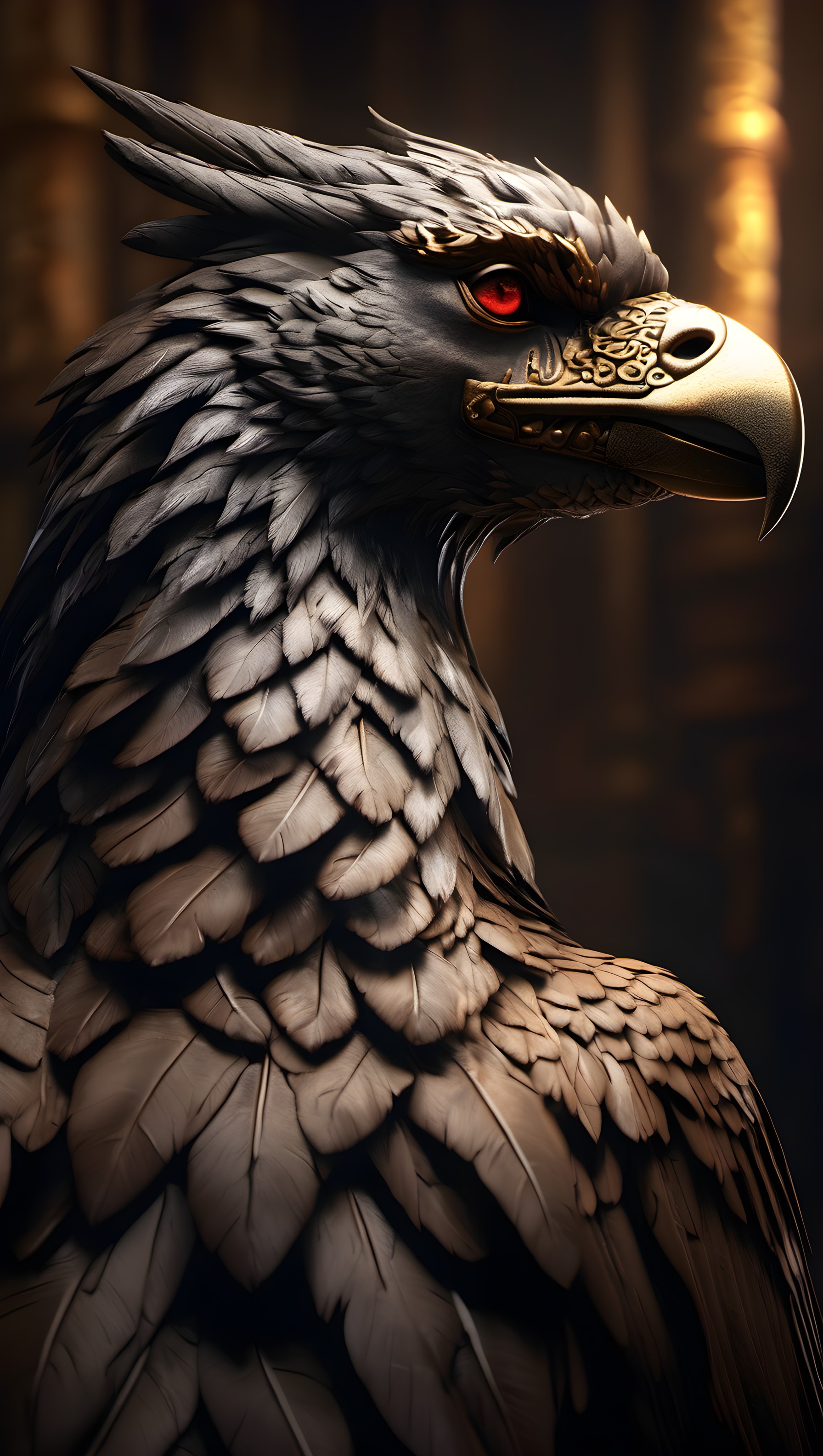 Majestic Golden Griffin Fantasy Phone Wallpaper, griffin, fantasy, mythical creature, eagle, majestic, golden