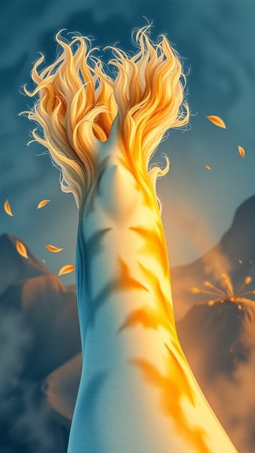 Golden Flame Hair Fantasy Landscape Wallpaper
