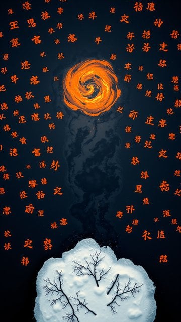 Mystical Fire Vortex, Winter Branches, Chinese Calligraphy