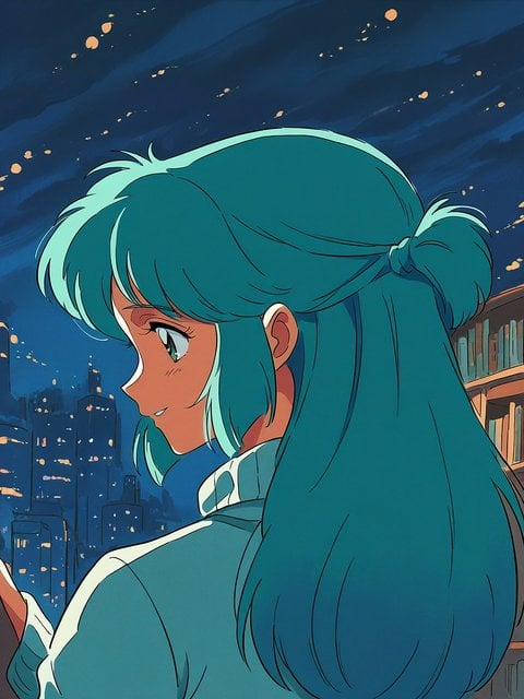 Anime Girl City Night Profile Wallpaper