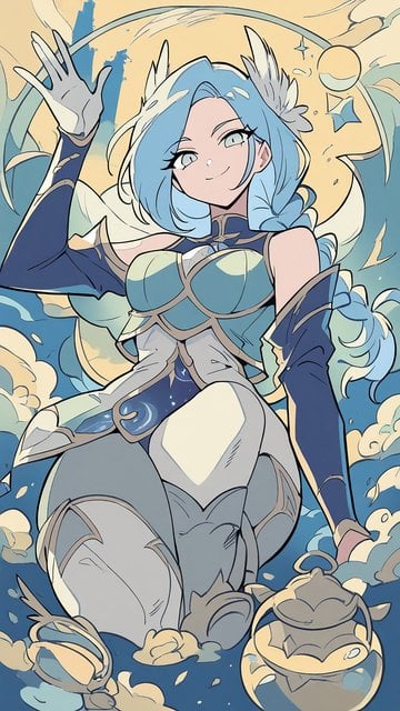 Anime Girl Sky Goddess Blue Hair Wallpaper