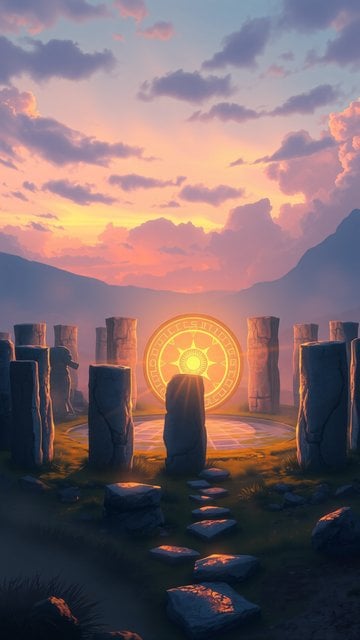 Mystic Stone Circle Sunset Gateway