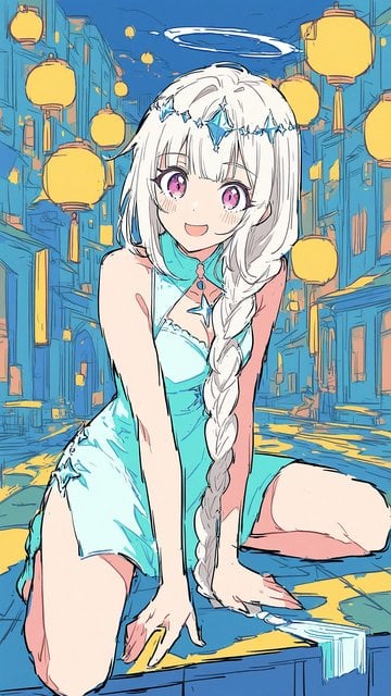 Anime Girl in Cheongsam, Lantern Festival Night