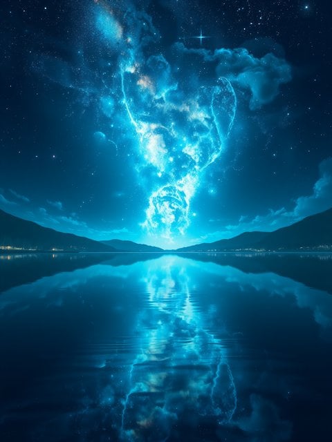 Celestial Nebula Lake Reflection Wallpaper