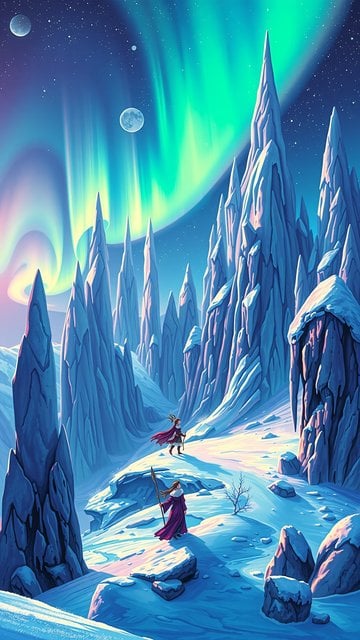 Fantasy Arctic Journey Northern Lights Wallpaper