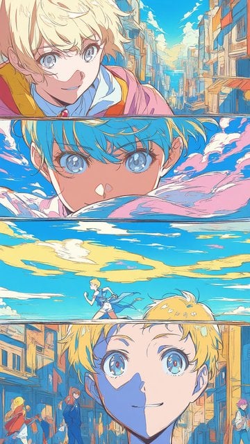 Anime Characters & Cityscape Art Style Wallpaper