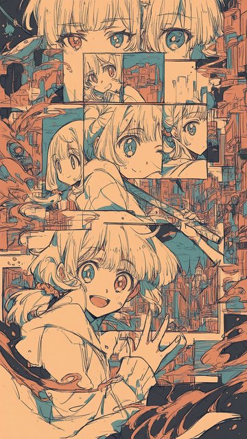 Anime Girl City Collage Wallpaper