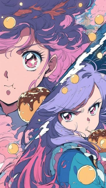 Anime Girls Donut Dream Purple Pink Hair