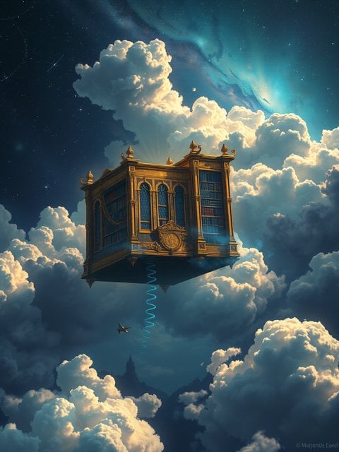 Floating Library in Cosmic Clouds