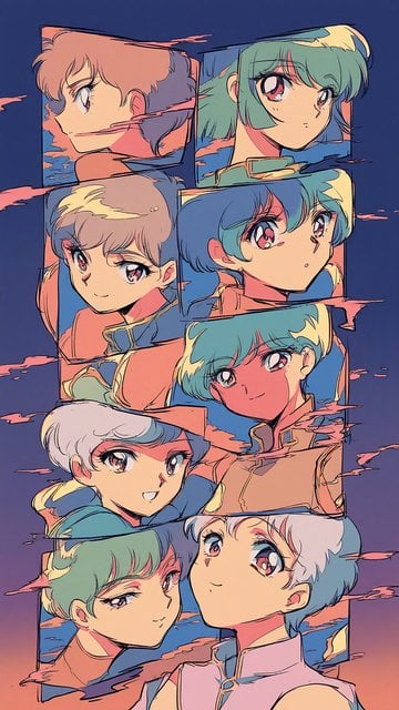 Retro Anime Characters Collage Wallpaper
