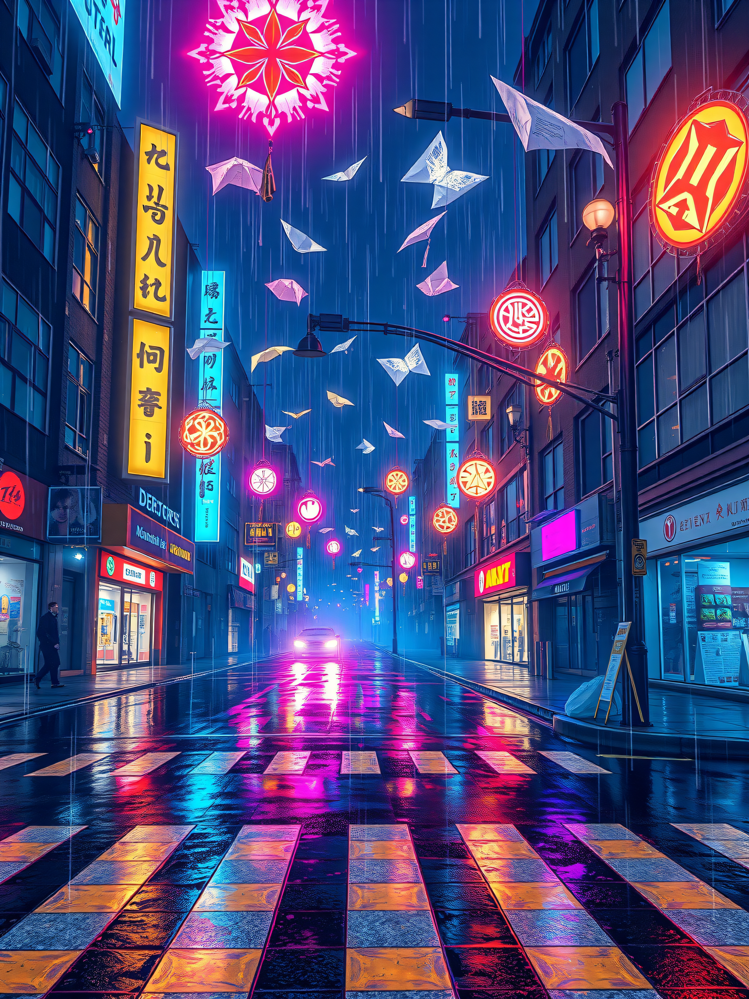 Cyberpunk City Rain Night Neon Aesthetic Wallpaper, cyberpunk, city at night, rainy city, neon lights, urban aesthetic, synthwave