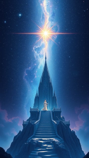 Celestial Castle with Guiding Star and Woman