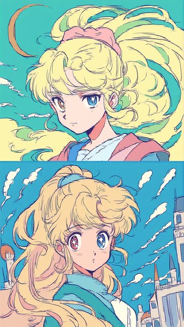 Anime Girl Double Portrait Blue Sky Wallpaper