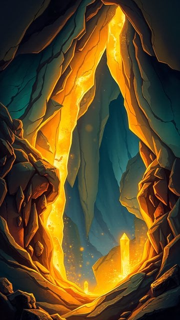 Glowing Crystal Cave Fantasy Wallpaper