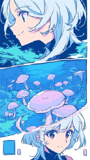 Anime Girl in Mushroom Forest Aesthetic Wallpaper