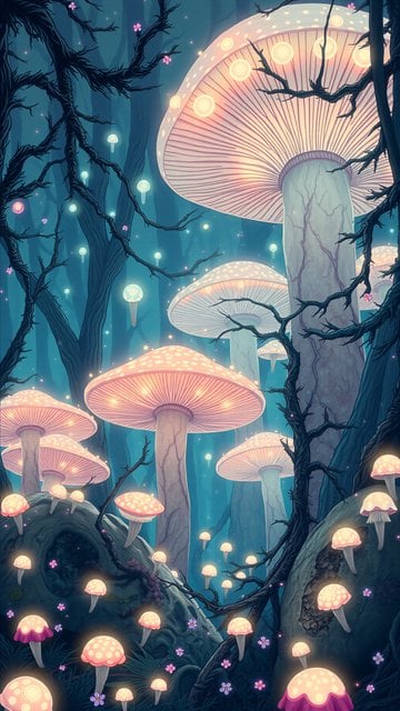 Enchanted Forest with Glowing Mushrooms