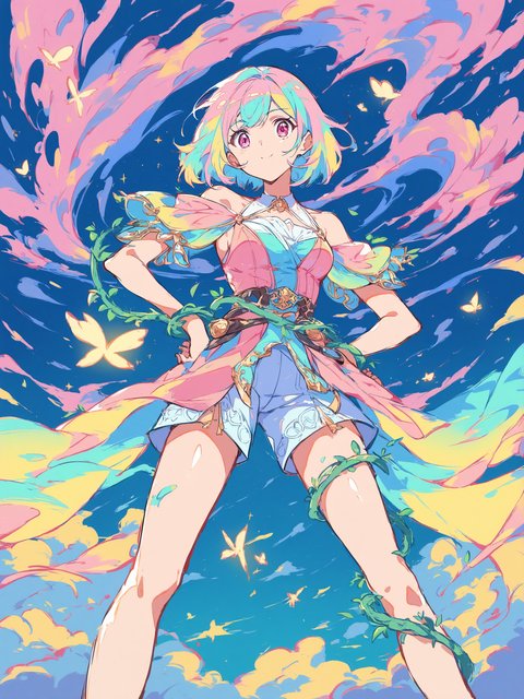 Anime Girl Pastel Sky Fantasy Wallpaper