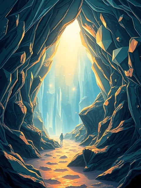 Crystal Cave Entrance: Explorer's Journey to Light