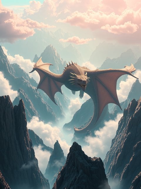 Misty Mountain Dragon Flight Fantasy Wallpaper