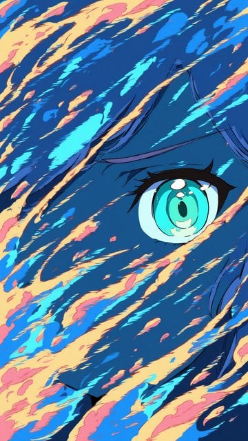 Anime Eye with Dynamic Abstract Background