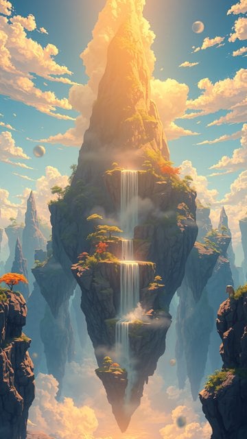Floating Islands Waterfall Sky Temple