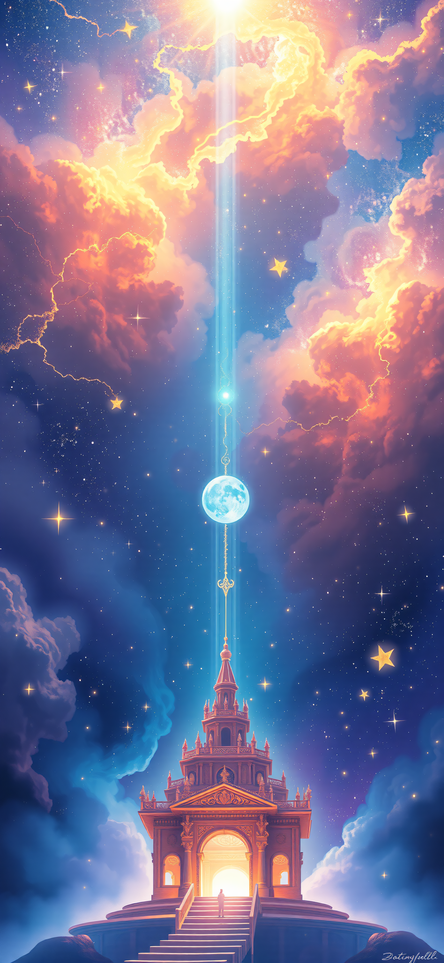 Fantasy Celestial Temple Moon Sky Wallpaper, fantasy, celestial, temple, moon, sky, stars