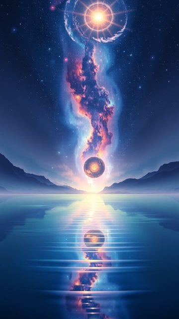 Cosmic Gateway Lake Fantasy Wallpaper