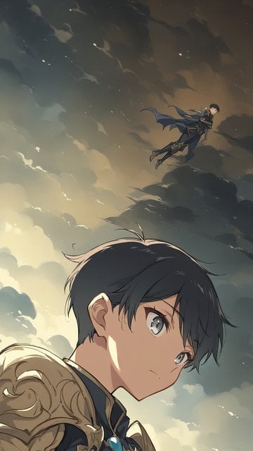 Anime Warrior Sky Battle Cloudscape Wallpaper