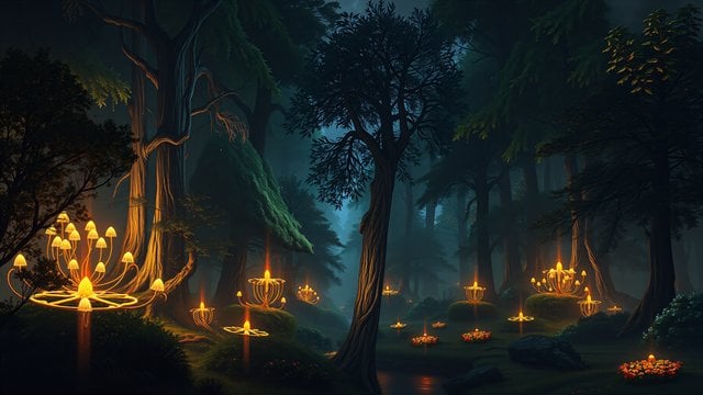 Enchanted Forest Glowing Mushroom Chandelier