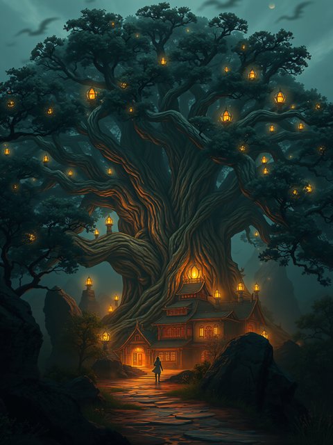 Mystic Treehouse Village Night Lanterns