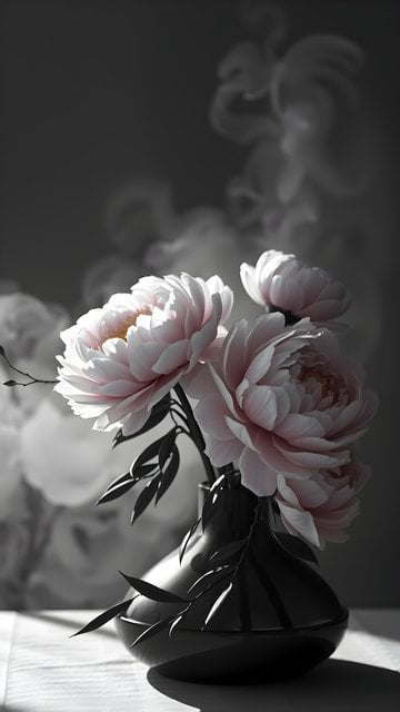 Elegant Pink Peonies Bouquet Shadow Aesthetic