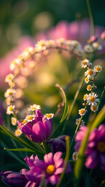 Dreamy Magenta Daisies Floral Bokeh Wallpaper