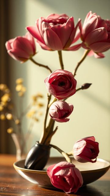 Elegant Blush Pink Floral Arrangement Still Life