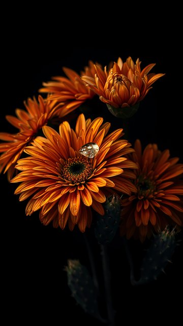 Vibrant Orange Flowers with Water Droplet Wallpaper