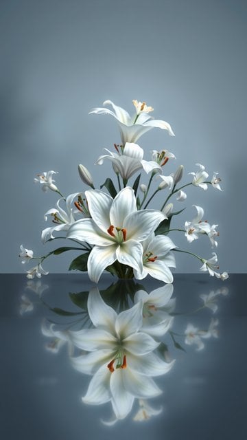 Elegant White Lily Reflection Wallpaper