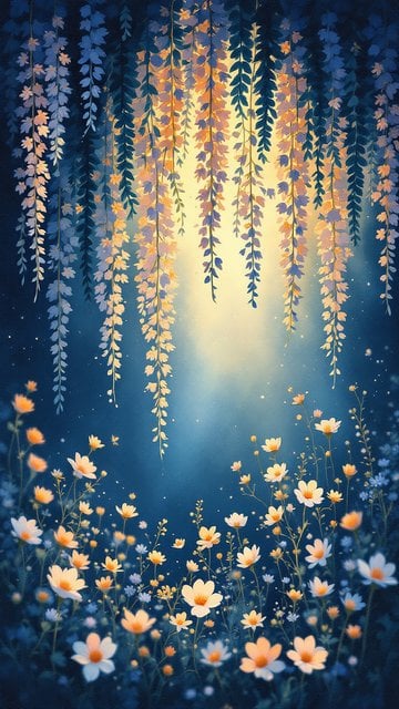 Enchanted Wisteria & Wildflower Moonlight Garden