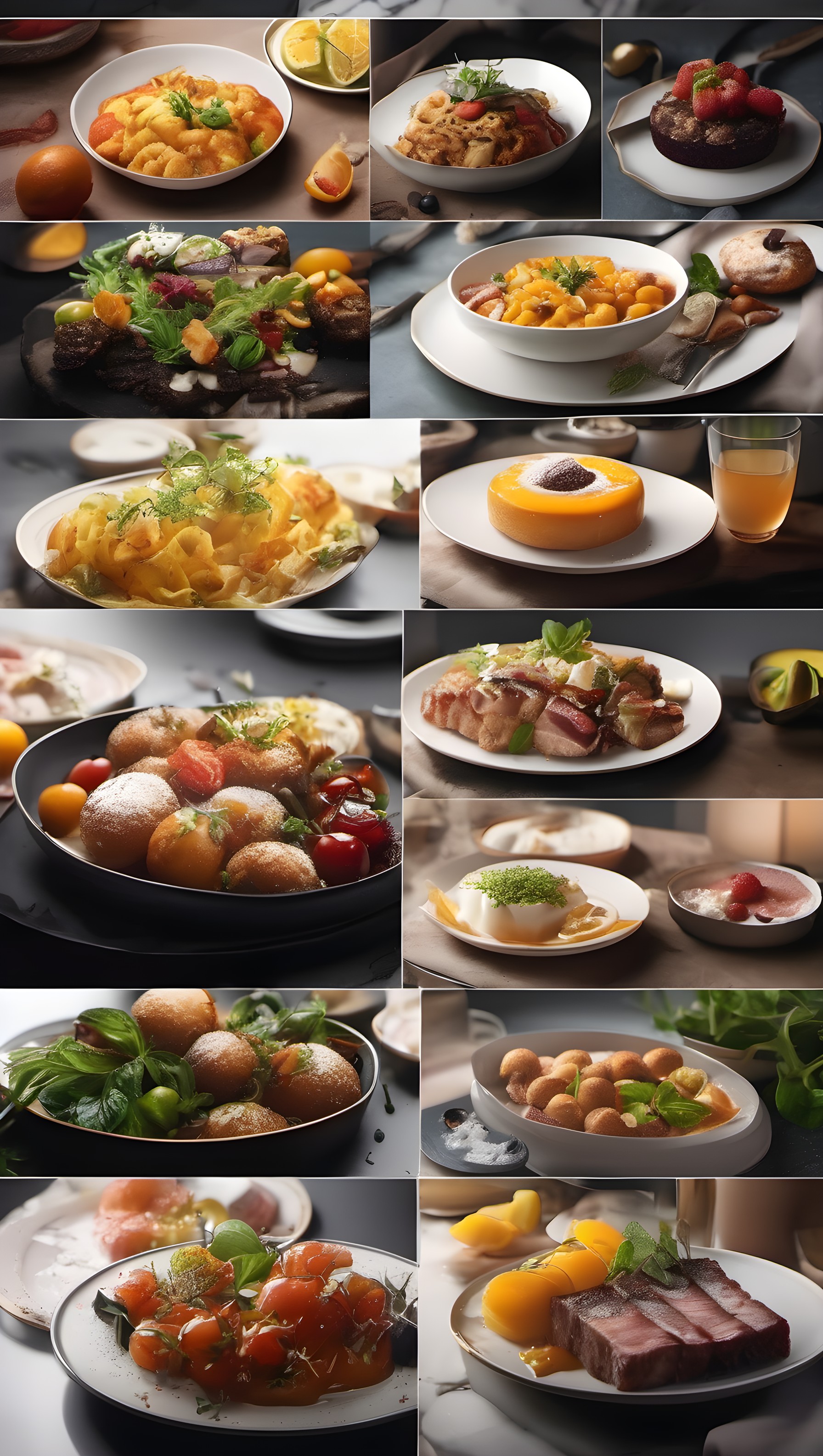 Delicious Food Dishes Assortment Wallpaper, food, gourmet, cuisine, dishes, meals, culinary