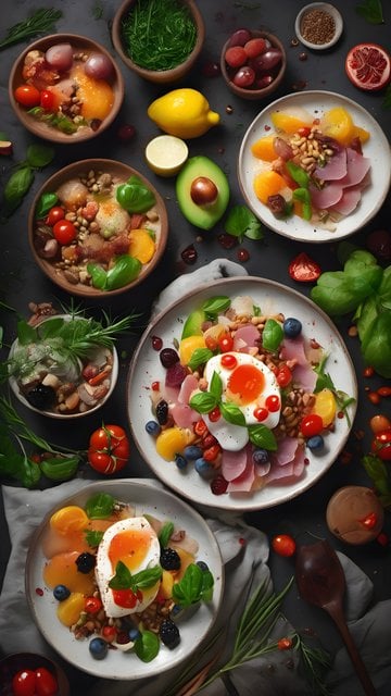 Vibrant Healthy Food Spread Flat Lay
