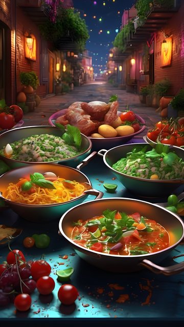 Vibrant Night Market Street Food Feast Wallpaper