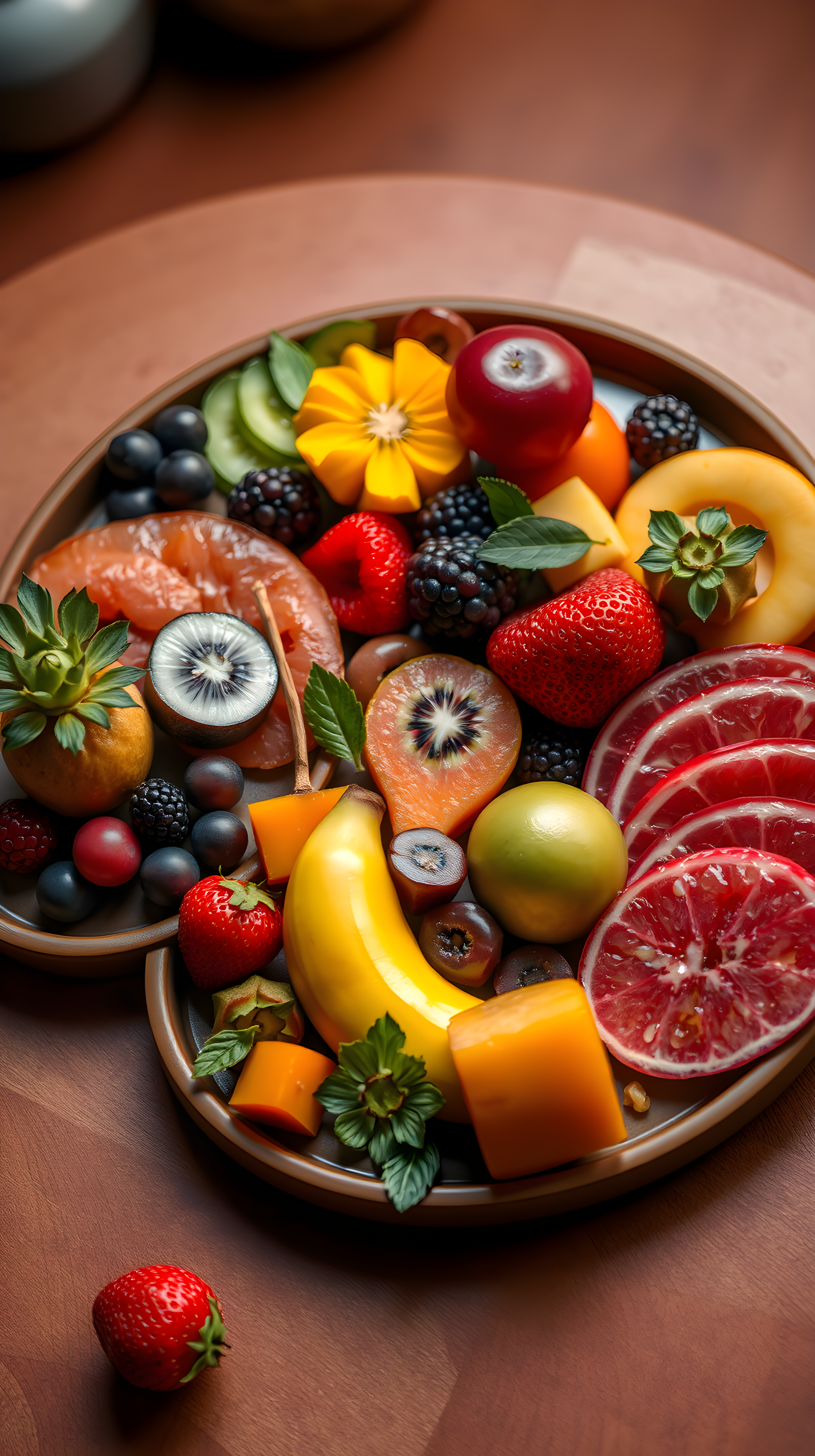 Vibrant Fresh Fruit Platter: Healthy Phone Background, fruit, fresh, vibrant, colorful, healthy, platter