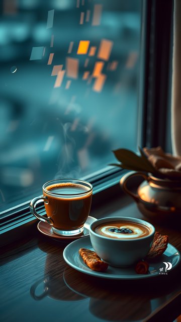 Cozy Coffee by Window with Urban Bokeh Lights