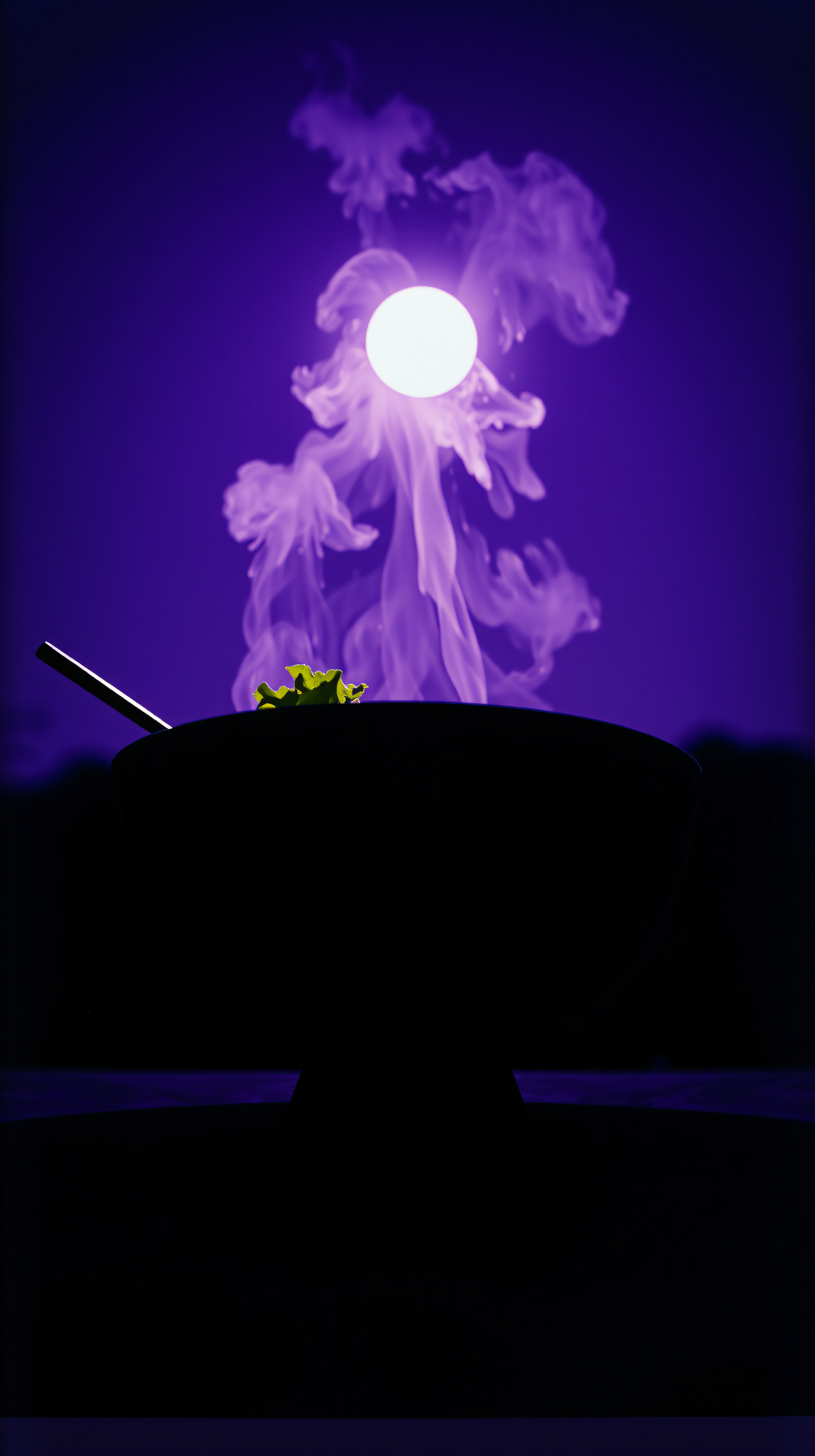 Mystical Purple Pot with Glowing Orb & Smoke, purple, mystical, smoke, glowing orb, fantasy, dark