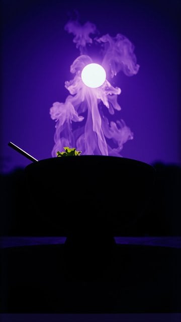 Mystical Purple Pot with Glowing Orb & Smoke
